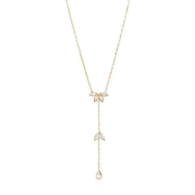 Ivanda Crystal Station Necklace Dainty Gold Stainless CH260911-6 - view 3