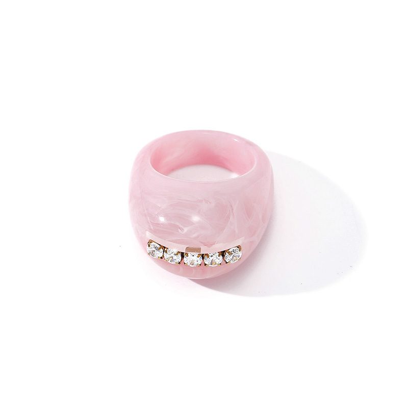 Ivanda Pink Resin Dome Ring with Crystal Bar YHTSR-260815 - view 2