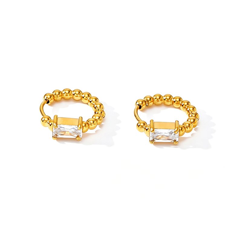 Ivanda Beaded Crystal Ring Baguette Gold Stainless YWD8-E2503863-1 - view 2