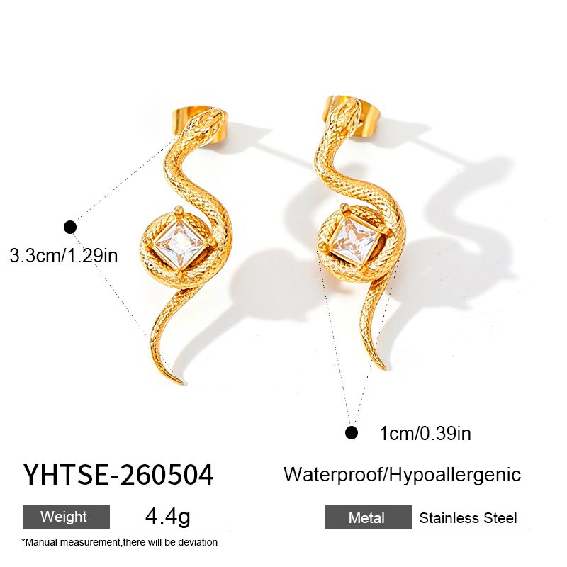 Ivanda Charm Drop Hoop Earrings Gold Stainless YHTSE-260504 - view 1