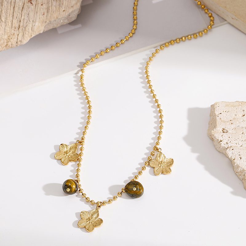 Ivanda Butterfly Charm Necklace Fleur-de-Lis Gold Stainless Steel CH2602992-3 - view 2