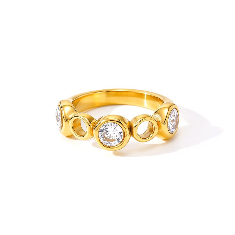 Ivanda Circle Link Crystal Ring Gold Stainless Steel YHTSR-260903 - view 4
