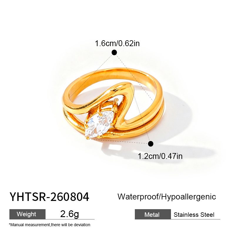 Ivanda Gold Statement Ring Stainless Steel YHTSR-260804 - view 1