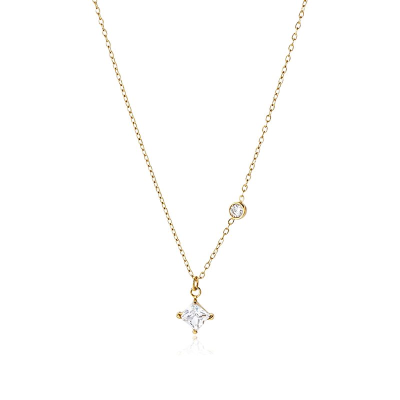 Ivanda Crystal Station Necklace Dainty Gold Stainless CH260911-6 - view 2