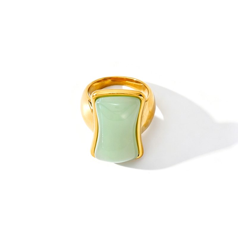 Ivanda Green Stone Dome Ring Gold Stainless Steel CH2602992-7 Ivanda Green Stone Dome Ring Gold Stainless Steel CH2602992-7 - view 5