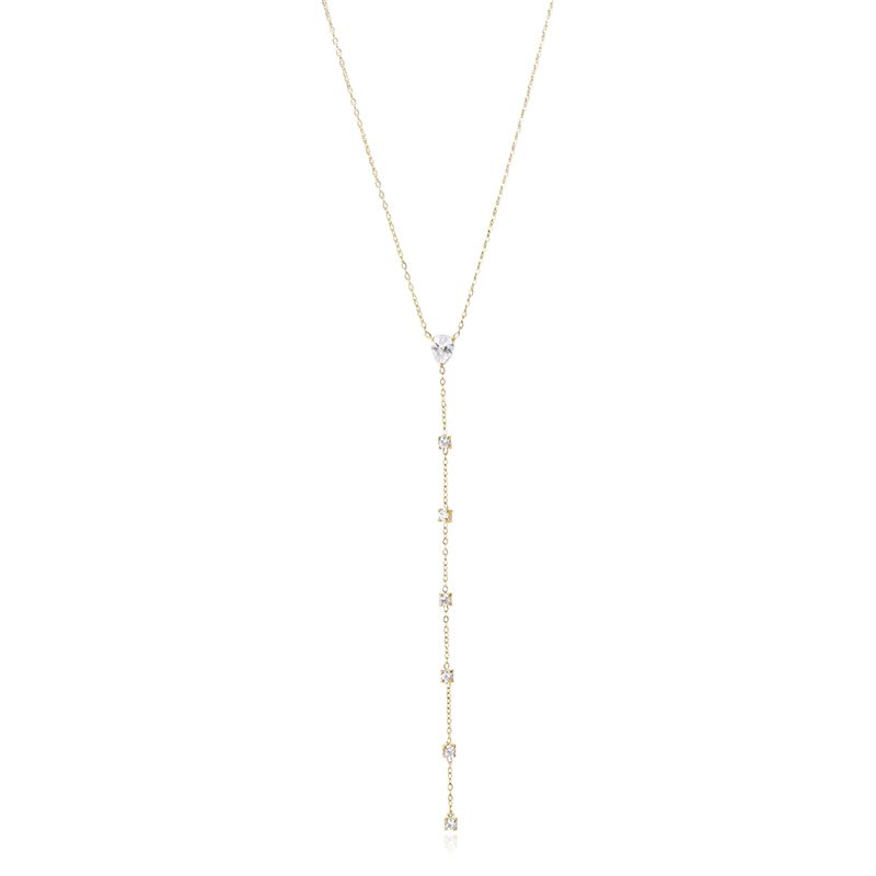 Ivanda Crystal Station Necklace Dainty Gold Stainless CH260911-6 - view 4