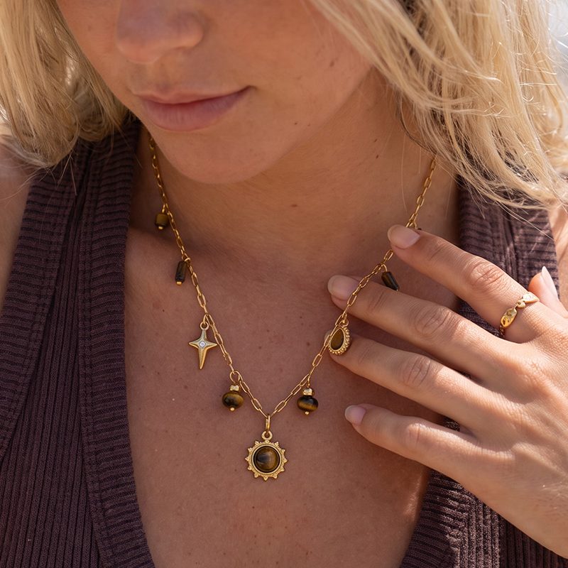 Ivanda Sun Pendant Necklace Charm Cluster Gold Stainless Steel CH260911-4 - view 5