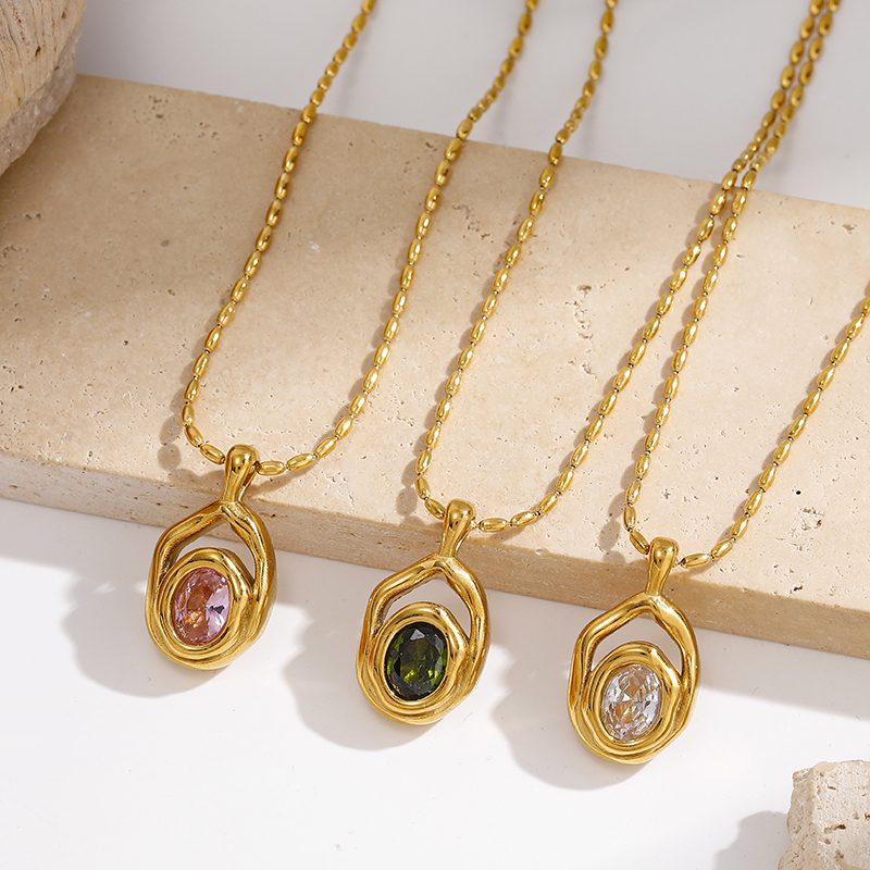 Ivanda Crystal Halo Pendant Necklace Gold Stainless YHTSN-260907 Ivanda Crystal Halo Pendant Necklace Gold Stainless YHTSN-260907 - view 3
