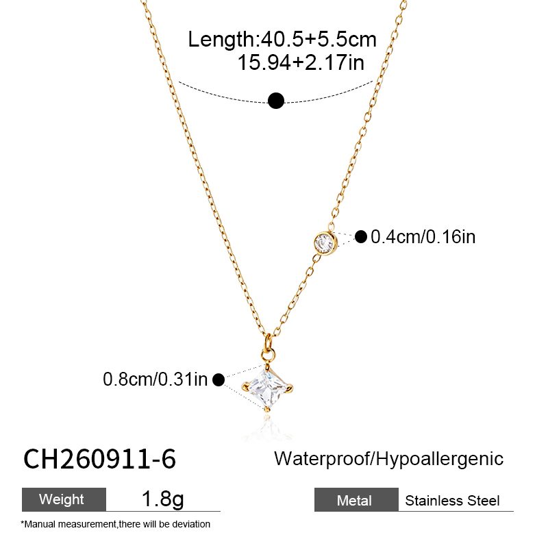 Ivanda Crystal Station Necklace Dainty Gold Stainless CH260911-6 - view 1