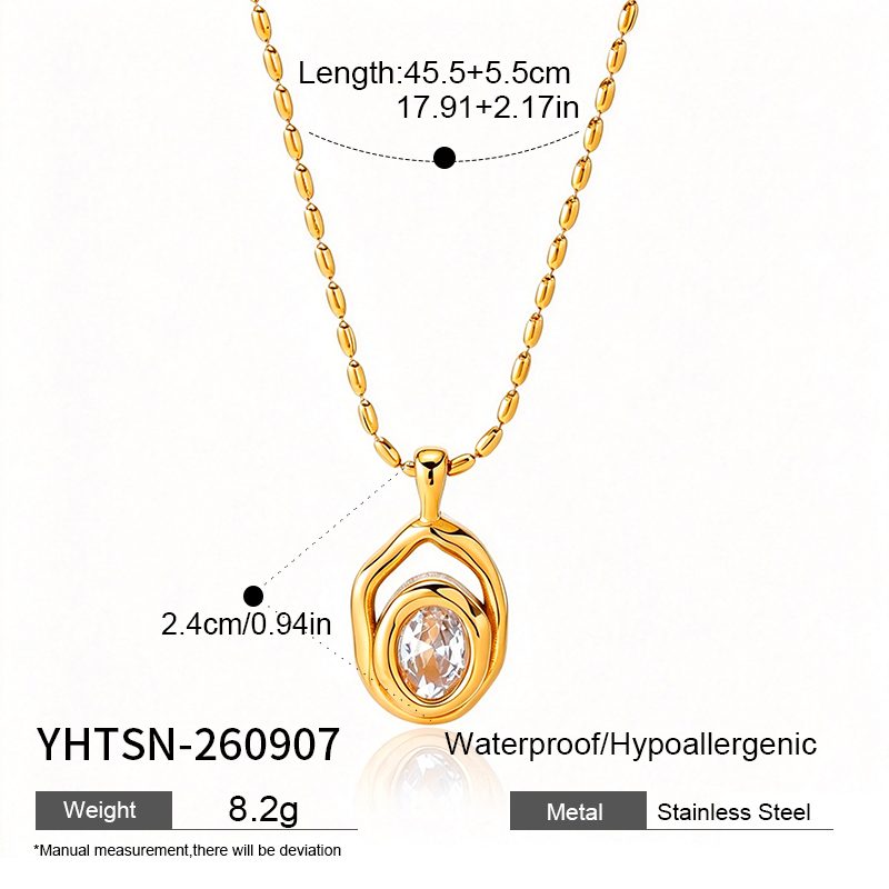 Ivanda Crystal Halo Pendant Necklace Gold Stainless YHTSN-260907 Ivanda Crystal Halo Pendant Necklace Gold Stainless YHTSN-260907 - view 1