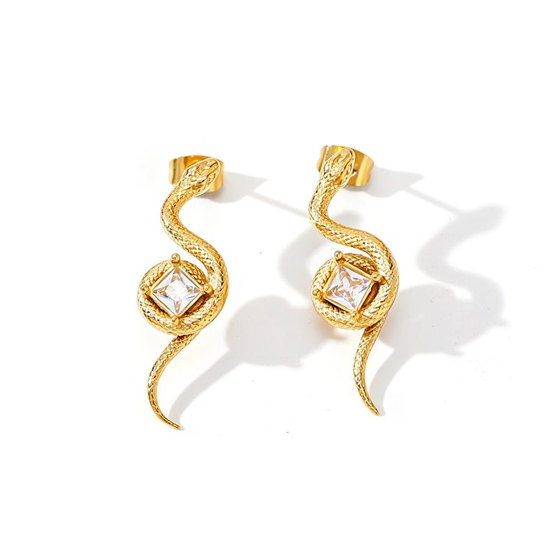 Ivanda Charm Drop Hoop Earrings Gold Stainless YHTSE-260504 - view 4
