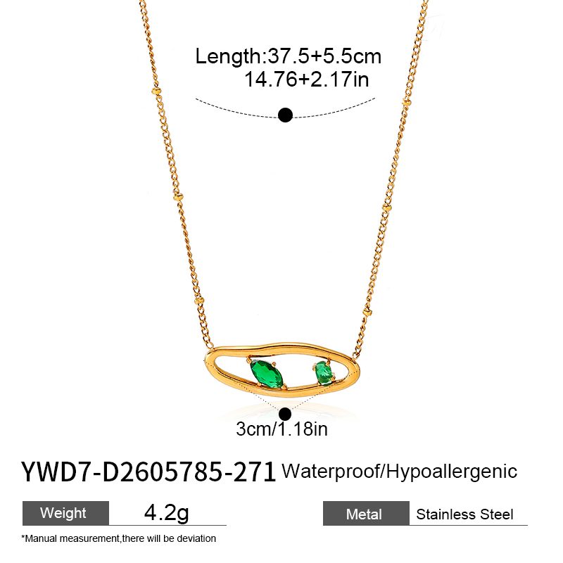 Ivanda Green Stone Open Pendant Necklace Gold YWD7-D2605785-271 - view 1