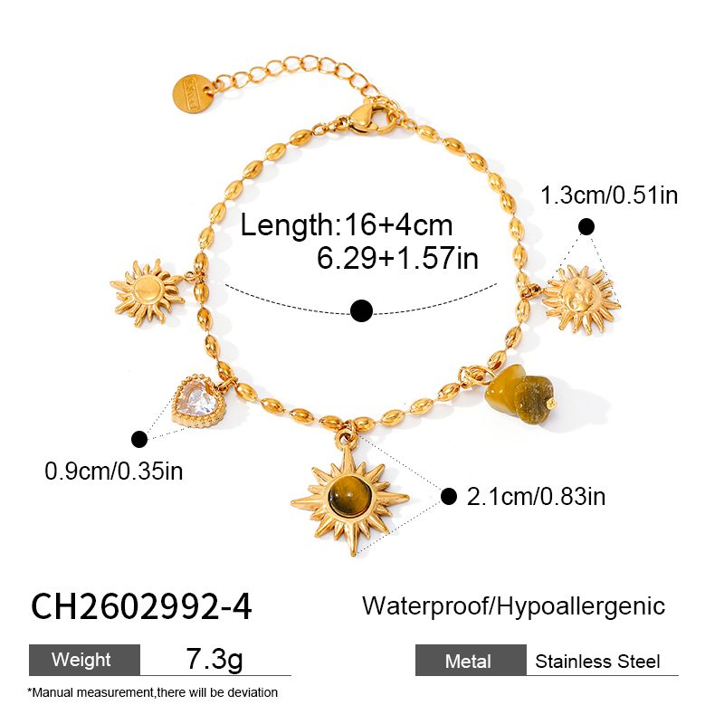 Ivanda Tiger's Eye Charm Bracelet Sun Heart Gold CH2602992-4 Ivanda Tiger's Eye Charm Bracelet Sun Heart Gold CH2602992-4 - view 1