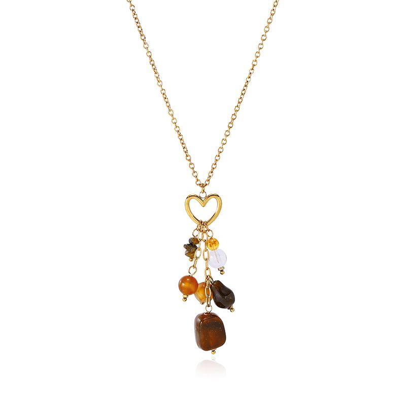 Ivanda Heart Cluster Necklace Amber Tone Gold YWD7S-N2604883-281 - view 2