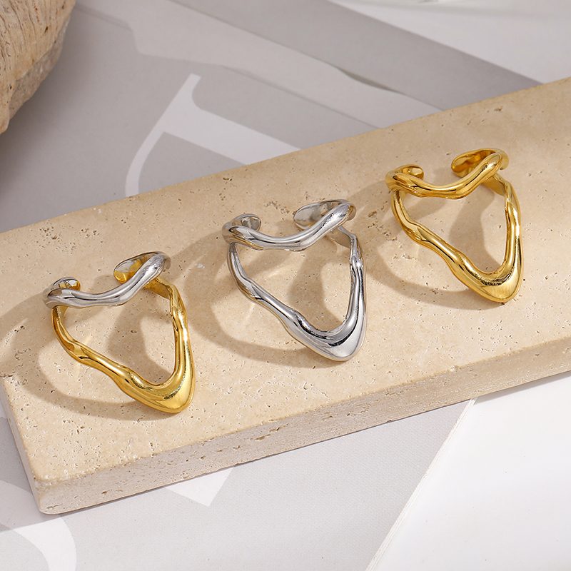 Ivanda Chunky Wavy Open Ring Gold Stainless Steel YHTSR-260905 Ivanda Chunky Wavy Open Ring Gold Stainless Steel YHTSR-260905 - view 3