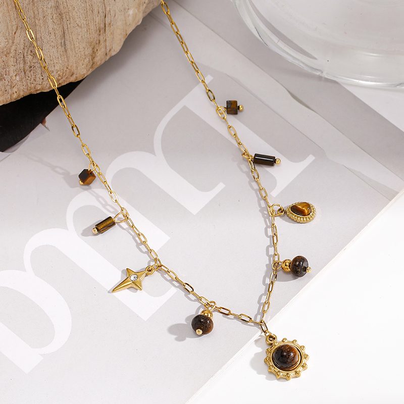 Ivanda Sun Pendant Necklace Charm Cluster Gold Stainless Steel CH260911-4 - view 3