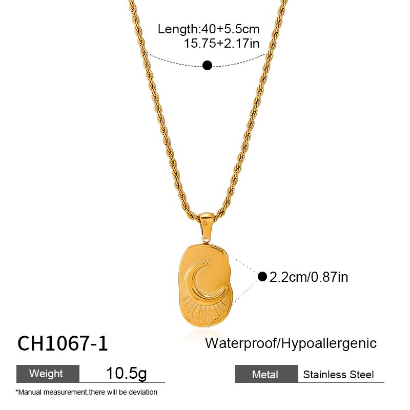 Ivanda Engraved Tag Pendant Necklace Gold Stainless Steel CH1067-1 Ivanda Engraved Tag Pendant Necklace Gold Stainless Steel CH1067-1 - view 1