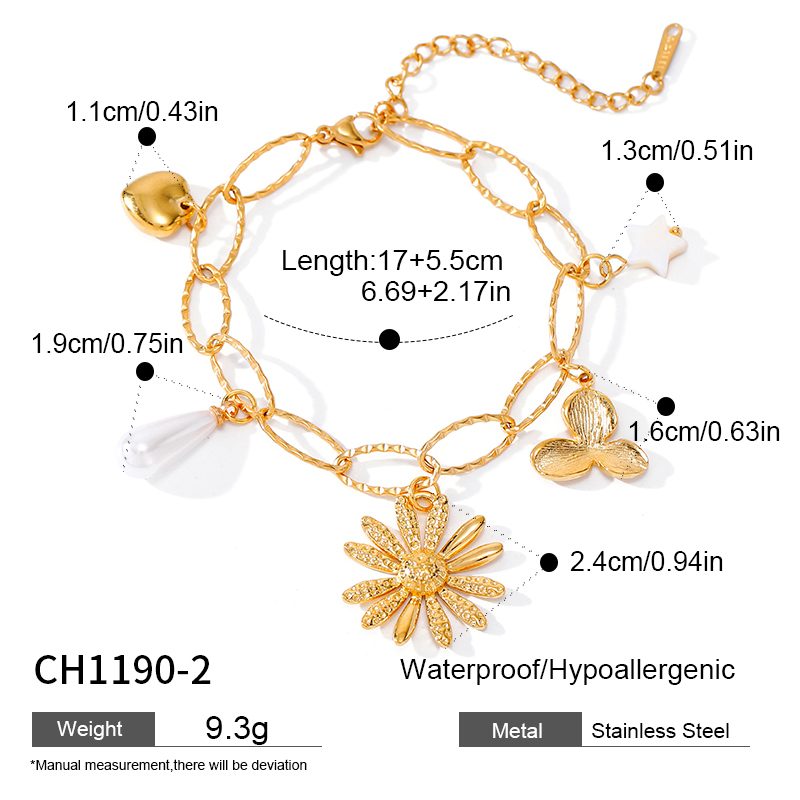 Ivanda Gold Charm Bracelet Butterfly Coin Heart CH1190 - view 2