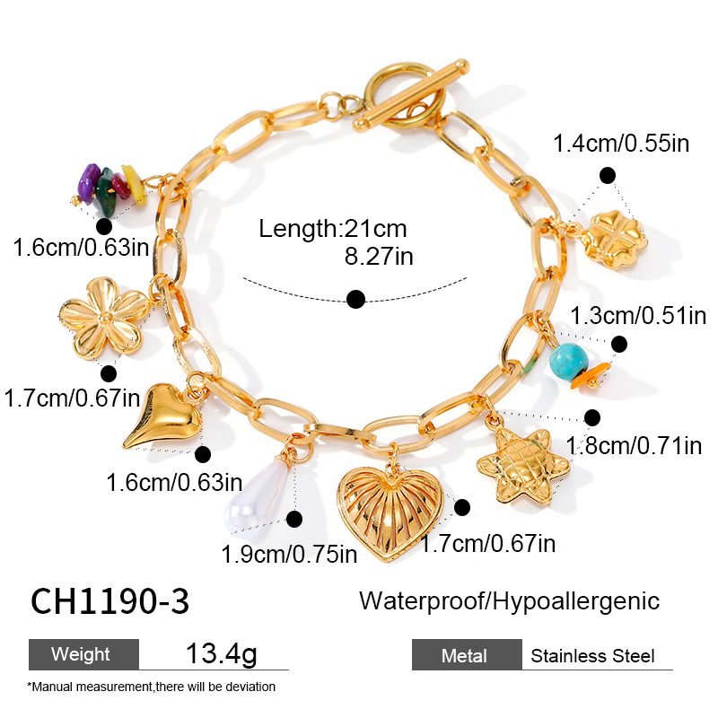 Ivanda Gold Charm Bracelet Butterfly Coin Heart CH1190 - view 3