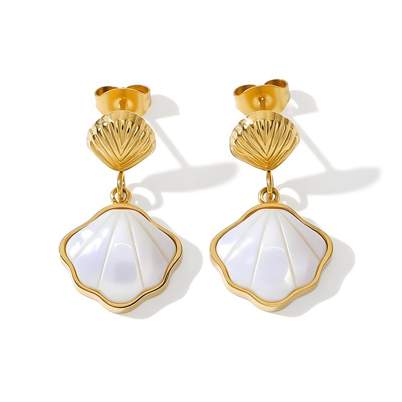 Ivanda Shell Stud Earrings Gold Stainless Steel CH1113 Ivanda Shell Stud Earrings Gold Stainless Steel CH1113 - view 2