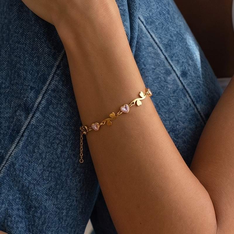 Ivanda Leaf & Butterfly Dainty Bracelet PVD 18K Gold Plated Stainless Steel CHSM-1060-J - view 3