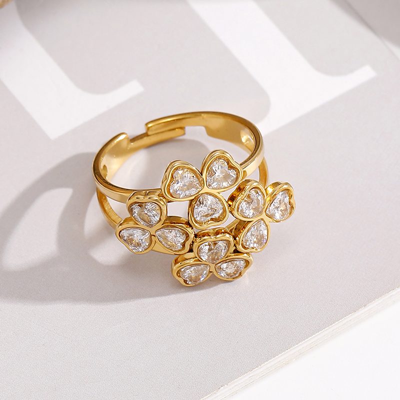 Ivanda Heart Crystal Cluster Ring Gold CHPJ26710-6 Ivanda Heart Crystal Cluster Ring Gold CHPJ26710-6 - view 2