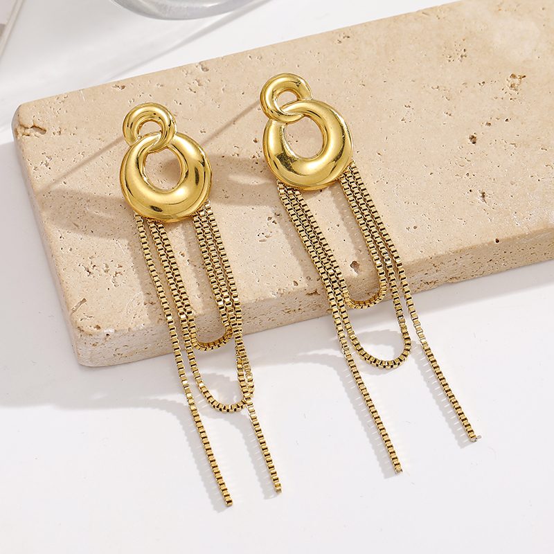 Ivanda Chain Tassel Drop Earrings Gold CHZRK616-44 Ivanda Chain Tassel Drop Earrings Gold CHZRK616-44 - view 6
