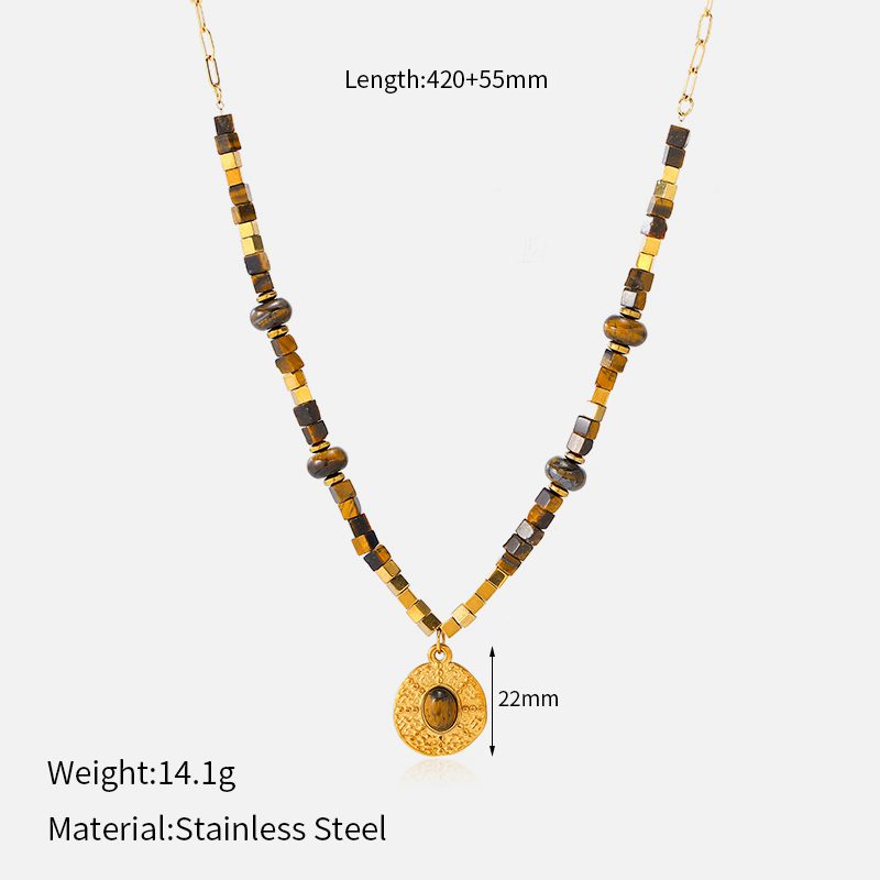 Ivanda Mixed Bead Link Necklace Gold Chunky CHZRK616-13 - view 2