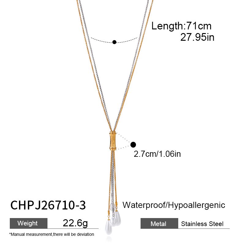 Ivanda Two-Tone Lariat Necklace Bar Drop CHPJ26710-3 - view 1