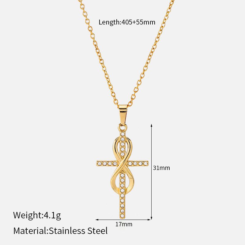 Ivanda Pavé Cross Pendant Necklace Gold CHZRK616-22 Ivanda Pavé Cross Pendant Necklace Gold CHZRK616-22 - view 1
