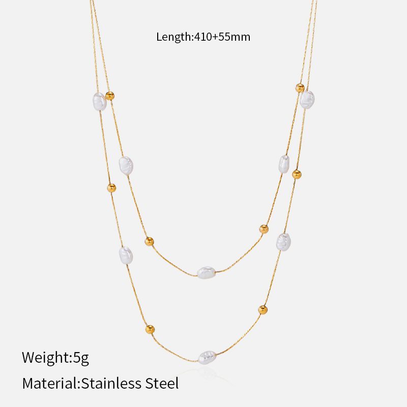 Ivanda Baroque Pearl Layer Necklace Gold CHZRK616-10 - view 2