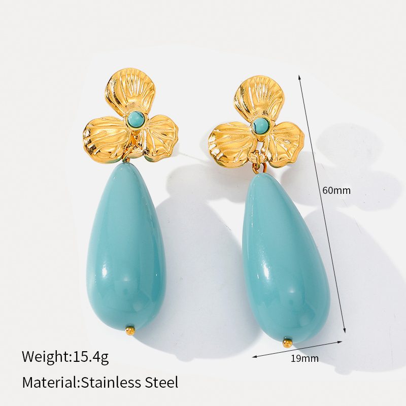 Ivanda Shell & Resin Teardrop Earrings PVD 18K Gold Plated Stainless Steel YWD2-E2504955-2 Ivanda Shell & Resin Teardrop Earrings PVD 18K Gold Plated Stainless Steel YWD2-E2504955-2 - view 6