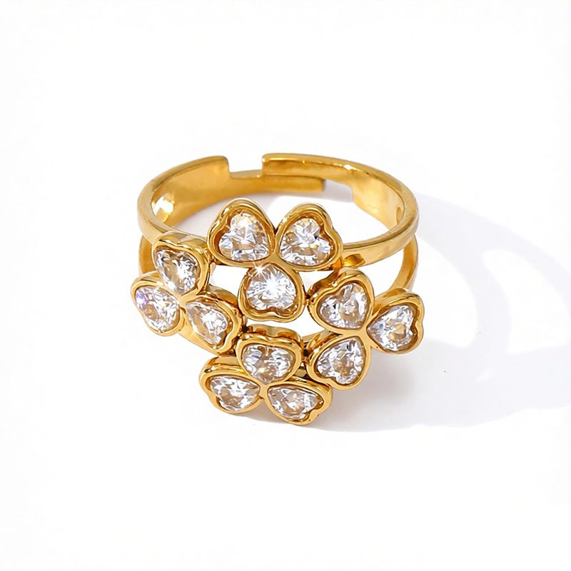 Ivanda Heart Crystal Cluster Ring Gold CHPJ26710-6 Ivanda Heart Crystal Cluster Ring Gold CHPJ26710-6 - view 4