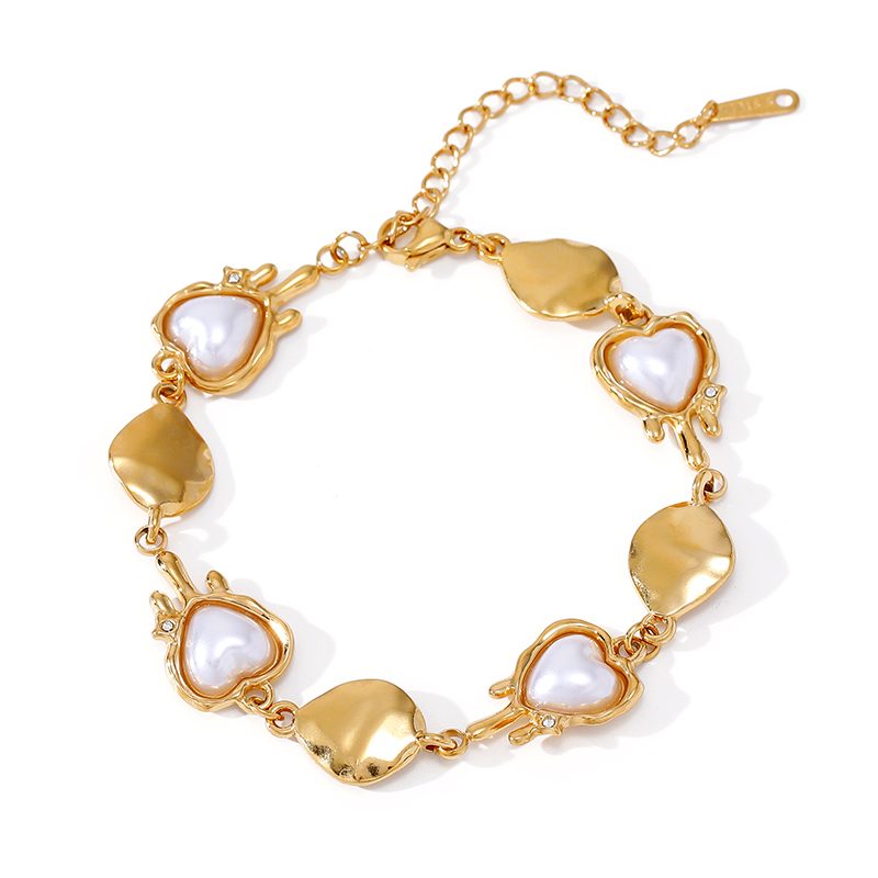 Ivanda Heart Pearl Charm Bracelet Gold CHPJ26710-7 - view 4