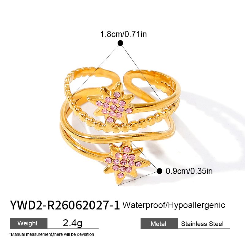 Ivanda Double Band Flower Ring Gold Stainless YWD2-R26062027-1 Ivanda Double Band Flower Ring Gold Stainless YWD2-R26062027-1 - view 1