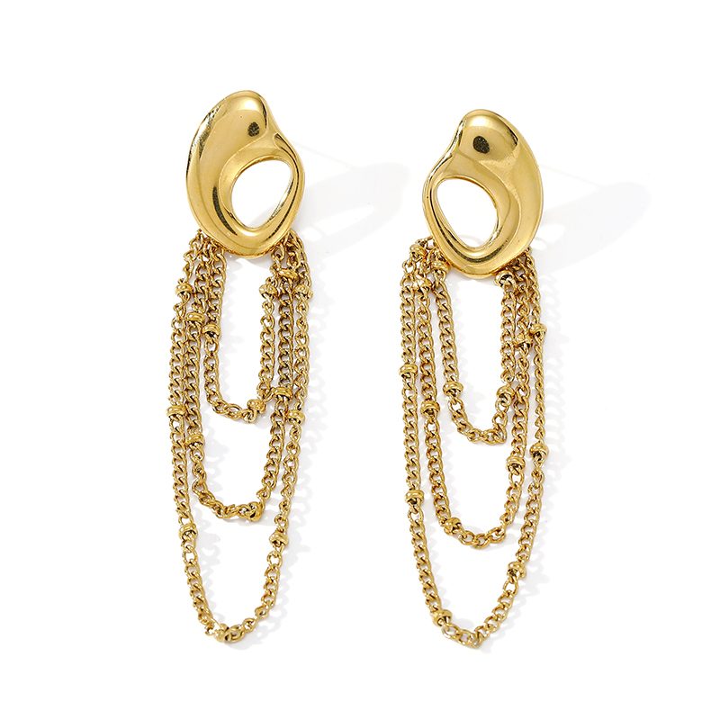 Ivanda Chain Tassel Drop Earrings Gold CHZRK616-44 Ivanda Chain Tassel Drop Earrings Gold CHZRK616-44 - view 3