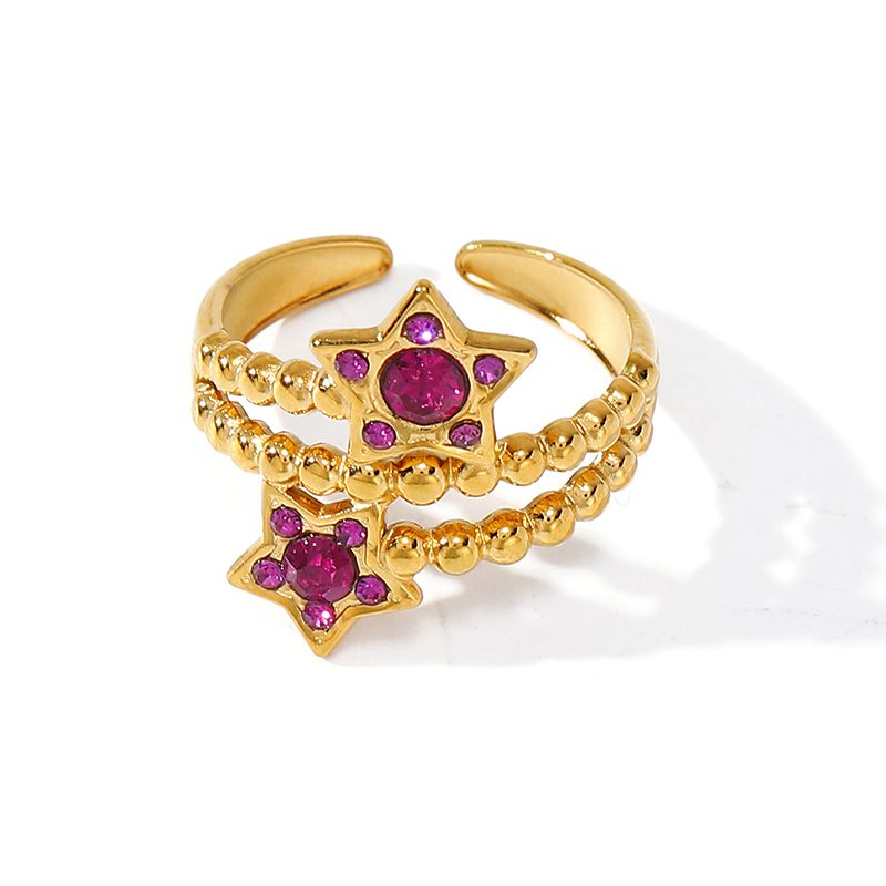 Ivanda Beaded Star Ring Purple Crystal Gold YWD2-R26062072-1 Ivanda Beaded Star Ring Purple Crystal Gold YWD2-R26062072-1 - view 5