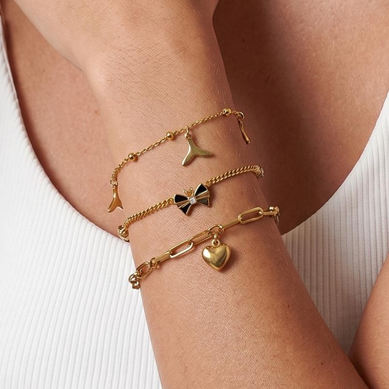 Ivanda Heart Paperclip Anklet PVD 18K Gold Plated Stainless Steel CHOFS-0334-J - view 2