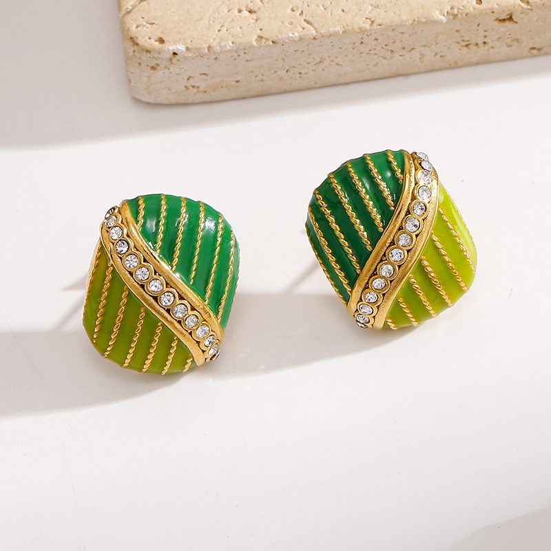 Ivanda Enamel Flower Hoop Earrings PVD 18K Gold Plated Stainless Steel YWD2-E2504958-2 - view 4