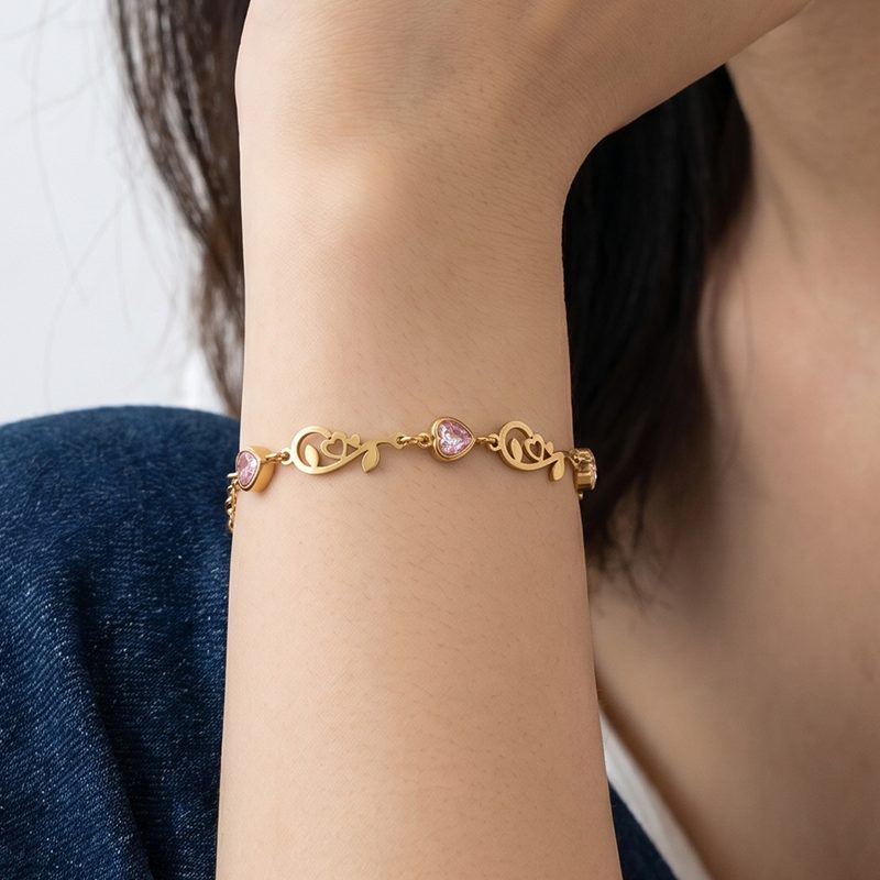 Ivanda Leaf & Butterfly Dainty Bracelet PVD 18K Gold Plated Stainless Steel CHSM-1060-J - view 4