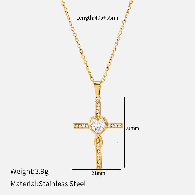 Ivanda Pavé Cross Pendant Necklace Gold CHZRK616-22 Ivanda Pavé Cross Pendant Necklace Gold CHZRK616-22 - view 2