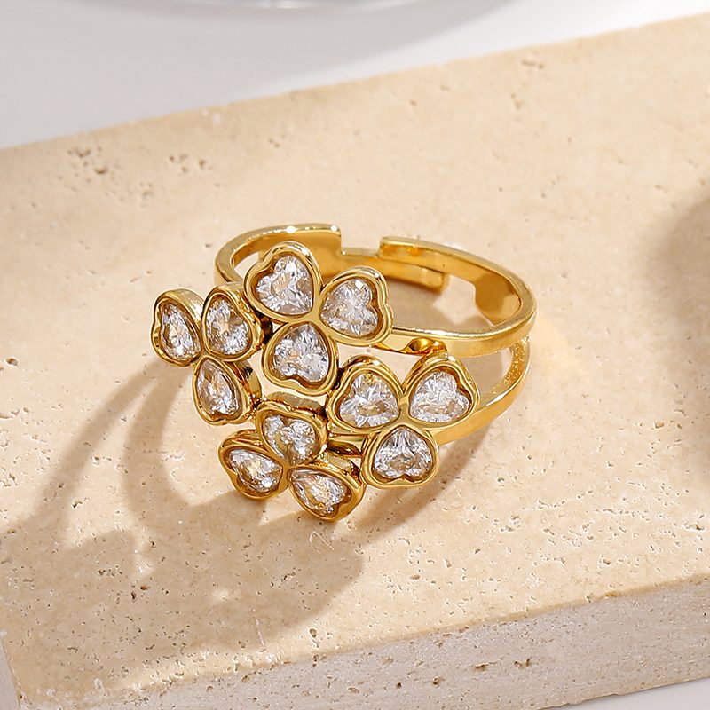 Ivanda Heart Crystal Cluster Ring Gold CHPJ26710-6 Ivanda Heart Crystal Cluster Ring Gold CHPJ26710-6 - view 3