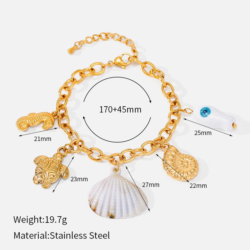 Ivanda Sea Life Charm Bracelet PVD 18K Gold Plated Stainless Steel CHSL01531-1 - view 1