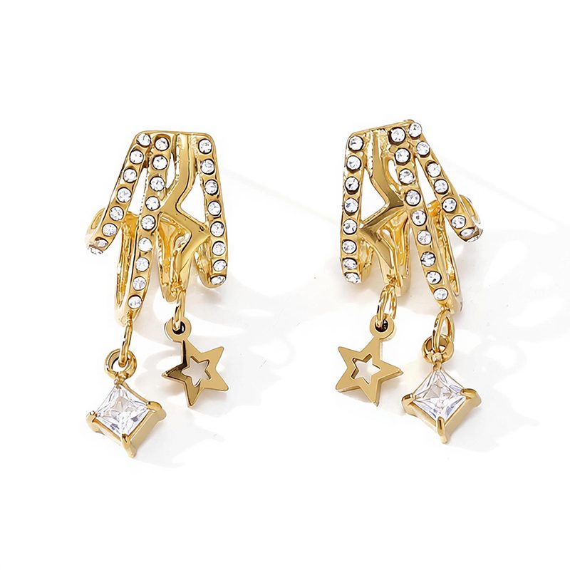 Ivanda Pavé Arch Shell Drop Earrings Gold CHZRK616-39 Ivanda Pavé Arch Shell Drop Earrings Gold CHZRK616-39 - view 3