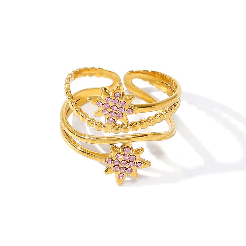 Ivanda Double Band Flower Ring Gold Stainless YWD2-R26062027-1 Ivanda Double Band Flower Ring Gold Stainless YWD2-R26062027-1 - view 4