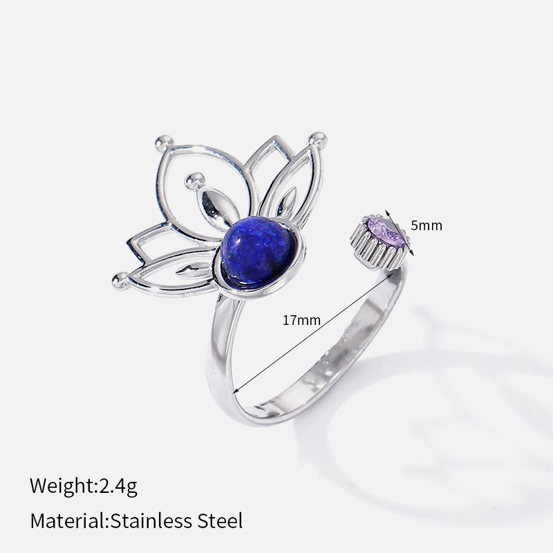 Ivanda Lapis Lotus Pendant Snake Chain Necklace Silver-Tone Stainless Steel YWD2-S2504177-N Ivanda Lapis Lotus Pendant Snake Chain Necklace Silver-Tone Stainless Steel YWD2-S2504177-N - view 4