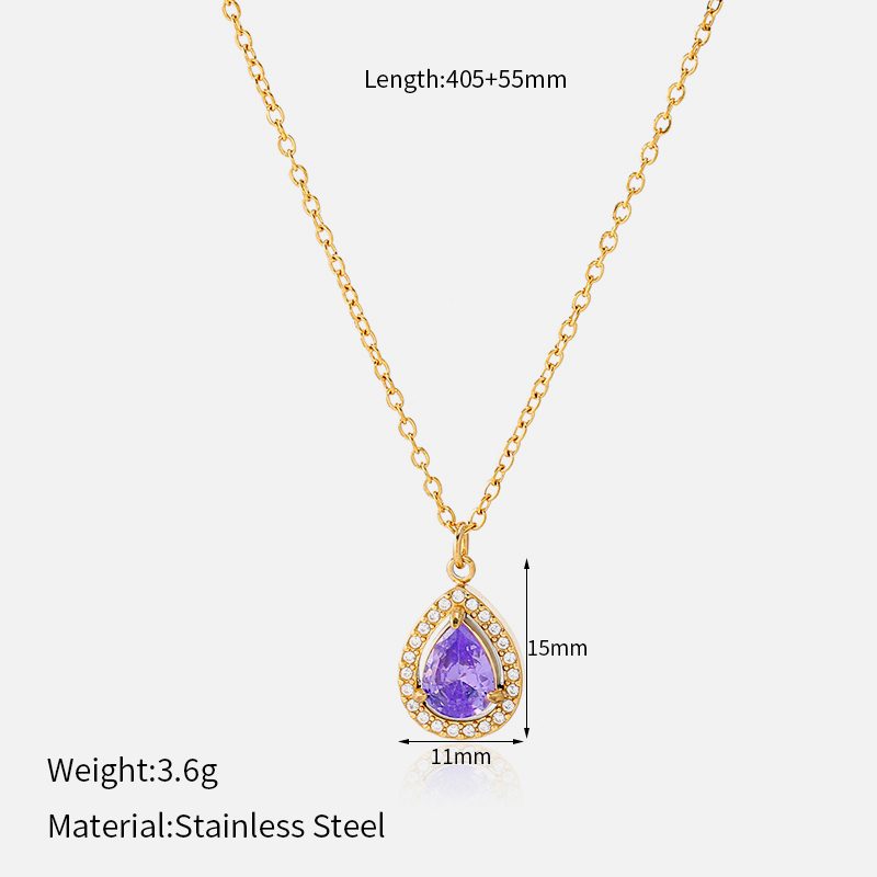 Ivanda Green Teardrop Pendant Necklace Gold CHZRK616-27 - view 2