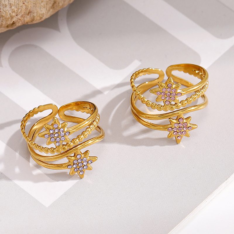 Ivanda Double Band Flower Ring Gold Stainless YWD2-R26062027-1 Ivanda Double Band Flower Ring Gold Stainless YWD2-R26062027-1 - view 5
