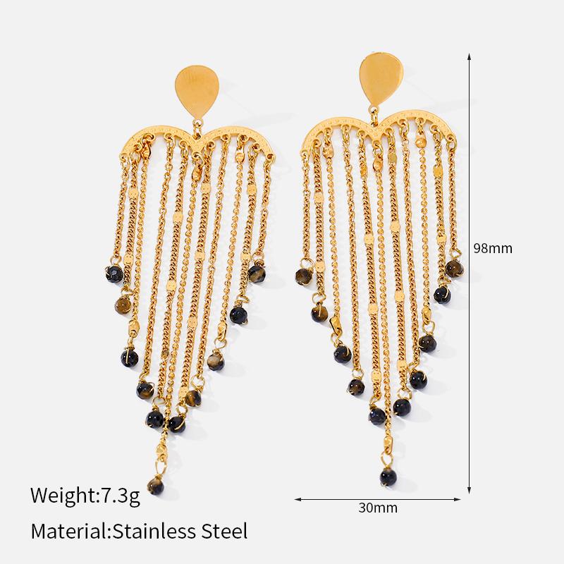 Ivanda Pearl Tassel Fringe Earrings PVD 18K Gold Plated Stainless Steel YWD2-E2504945-1 - view 4