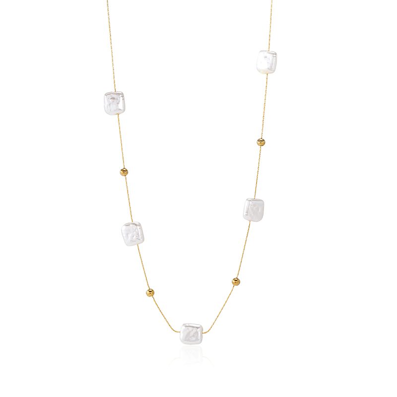 Ivanda Cube Crystal Station Necklace Long Gold CHZRK616-9 - view 3